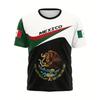 Mens Mexico Flag 3D Printed Short Sleeve T-Shirt Loose Fit Breathable Sport Tee Football Fans
