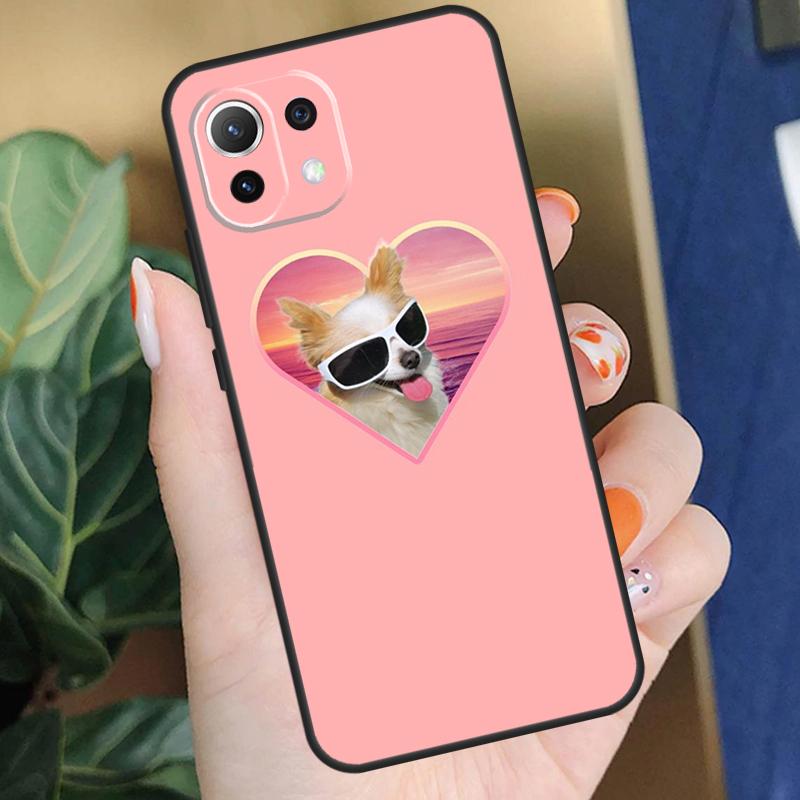 Chihuahua Face Floral Dog Case For Xiaomi 15 14 Ultra 13T 14T 15T Pro 17 Pro Max POCO X7 Pro X5 X6 F5 F6 F7 F8 Coque
