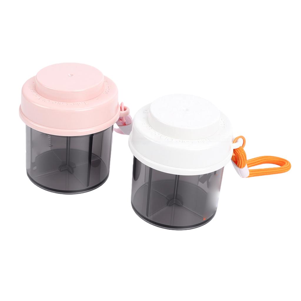 2 Pcs Portable Tablet 4 Compartments Wide Opening Tablet Bottle Dispenser Anti Mix for Outdoor Trip