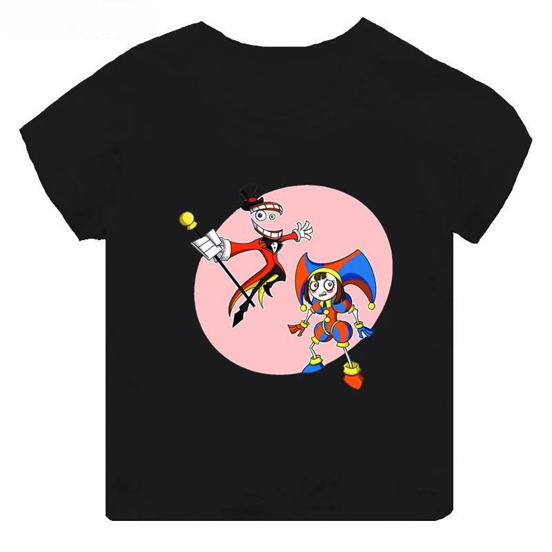 Hochwertige lässige Baumwoll-T-Shirts für Jungen und Mädchen, süße kurzärmelige neue digitale Zirkus-Print-T-Shirts für Mädchen, Kinderoberteile