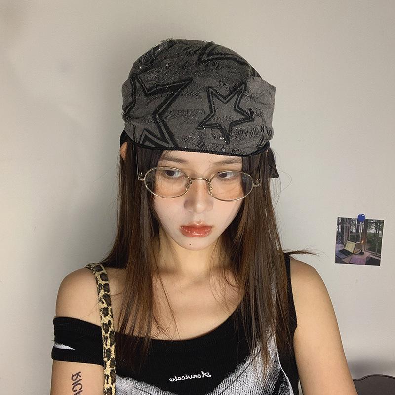 Falling Pool Knitwear Rhinestone Triangle Scarf: Y2K Style Cool Sweet Hip Hop Head Wrap Silk Scarf