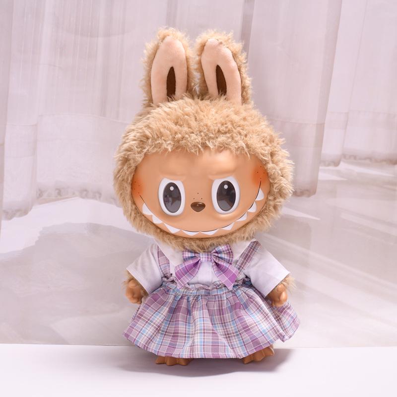 38cm Labubu Plush Doll Casual Outfit Set with Hat (Clothes Only)