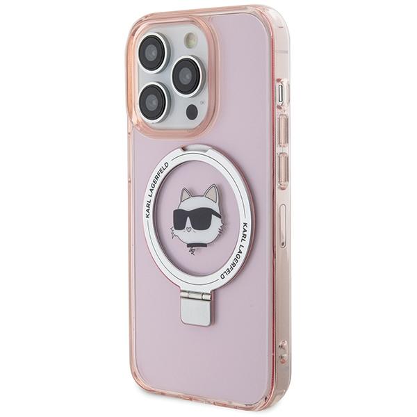 Karl Lagerfeld KLHMP15LHMRSCHP iPhone 15 Pro 6.1" Pink/pink Hardcase Ring Stand Choupette Head MagSafe