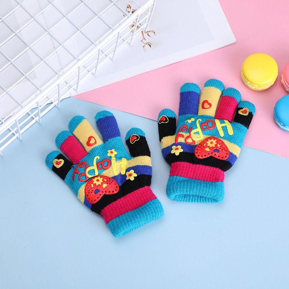 Knitted Knitting Mittens Thick Mitten Cartoon Kids Gloves  Boys Girls