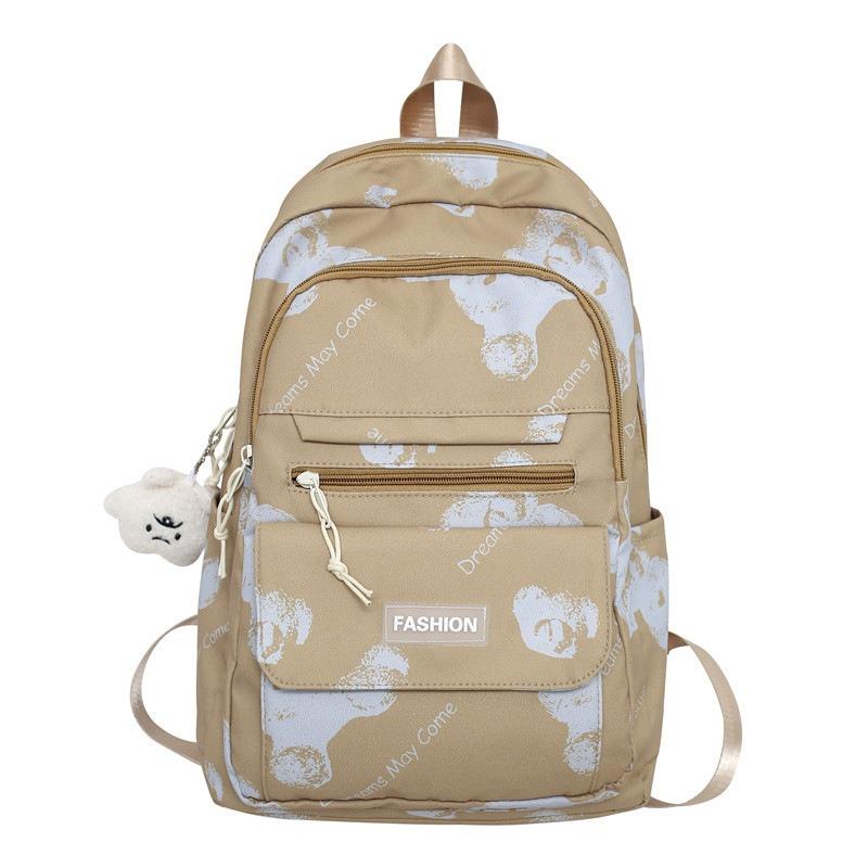 Today's Popular Junior High School and High School Students Cute Printed Bear Backpack Large Capacity College Student Backpack