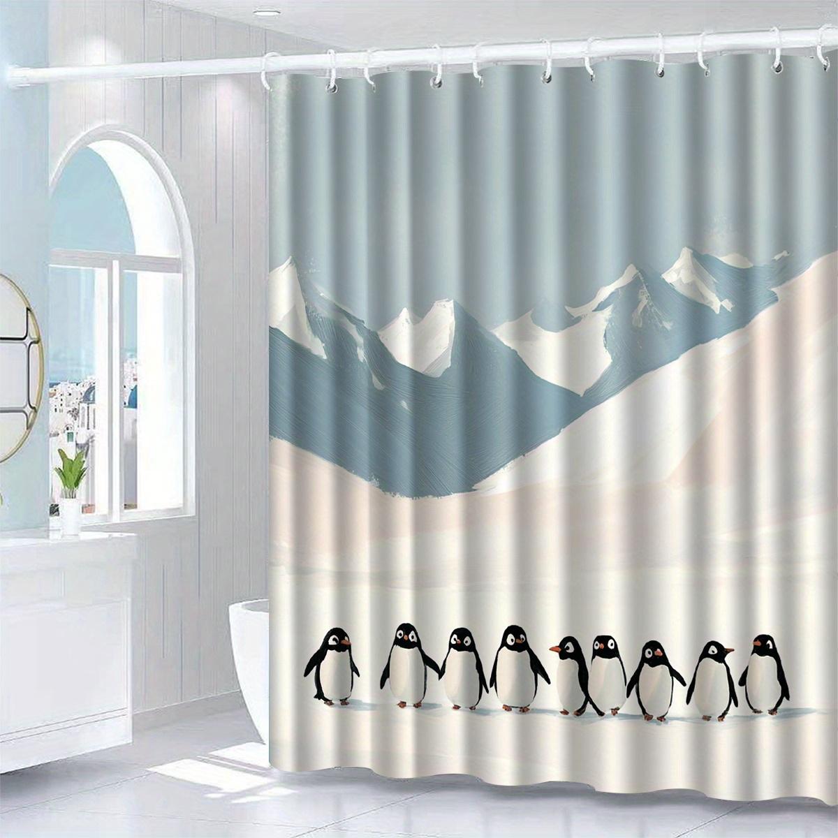 

1Pc Penguin Pattern Shower Curtain With Hook, Bathroom Partition, Bathroom Accessories, Home Decoration W60H190(CM)-1 Pcs