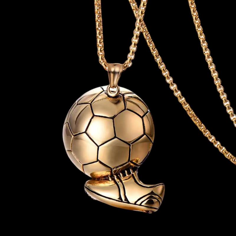 Fashion Soccer Shoe Sneaker Pendant Necklace Football Stainless Steel Ball Chain Necklaces For Men Hip Hop Sports Charm Jewelry