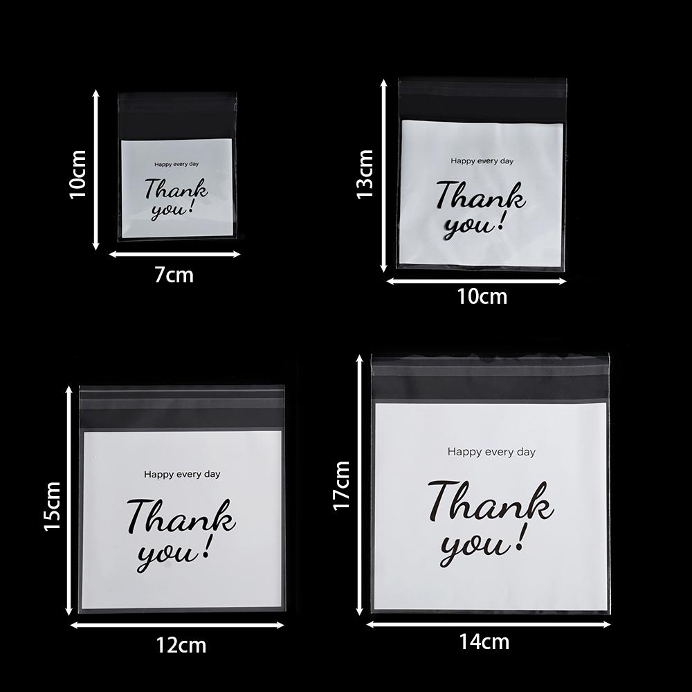 

100pcs Thank You Plastic Jewelry Bag Self-Adhesive Candy Opp Bag for Homemade Gifts Beads Earrings Bag DIY Jewelry Packaging Bag 7x10cm