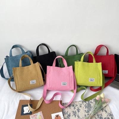 Kleine quadratische Umhängetasche aus Cord für Damen 2023 – Handtasche im koreanischen Waldstil