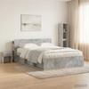 Headboard Cabinet with Storage Concrete Grey Engineered Wood