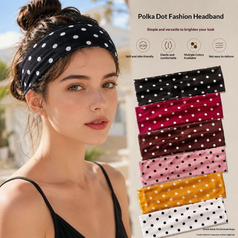 5/8Pcs Polka Dot Sports Elastic Headband Able Makeup Headband, Sports & Fitness Sweat-Absorbent Hairband