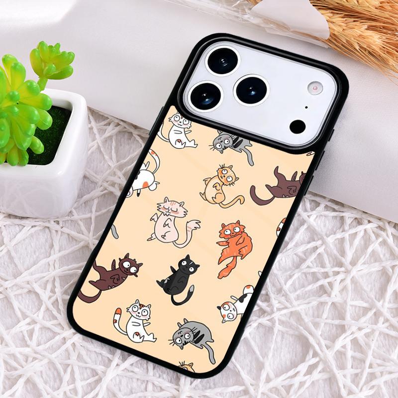 Funny Cartoon Cat Soft Phone Case for iPhone 17 Air 16 15 11 12 14 13 Pro Max Shockproof Cover