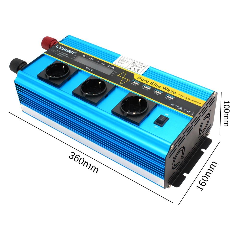 Buy Pure Sine Wave power inverter DC 12V/24V to AC 220V 230V LCD ...