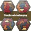 Hexagon Tangram Puzzle, Wooden Puzzle Toys for Children and Adults, Challenging Puzzles Wooden Brain Teasers Puzzle for Adults