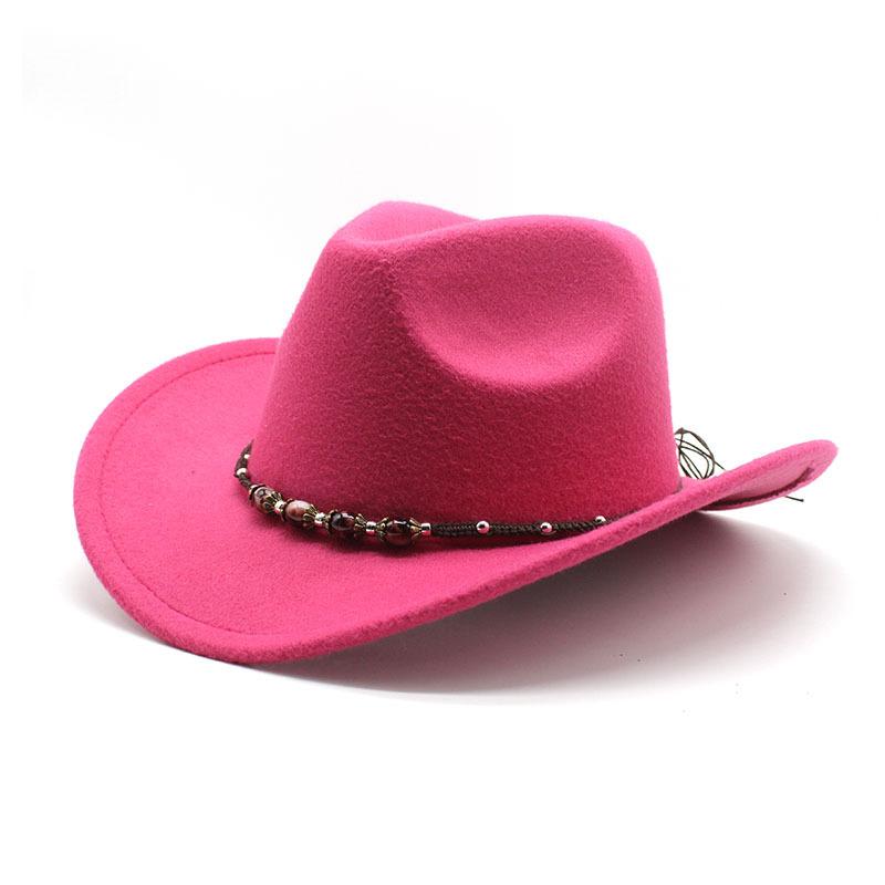 American Western Cowboy Hat Men'S Riding Hat Outdoor Travel Equestrian Hat Bent-Brimmed Wool Top Hat