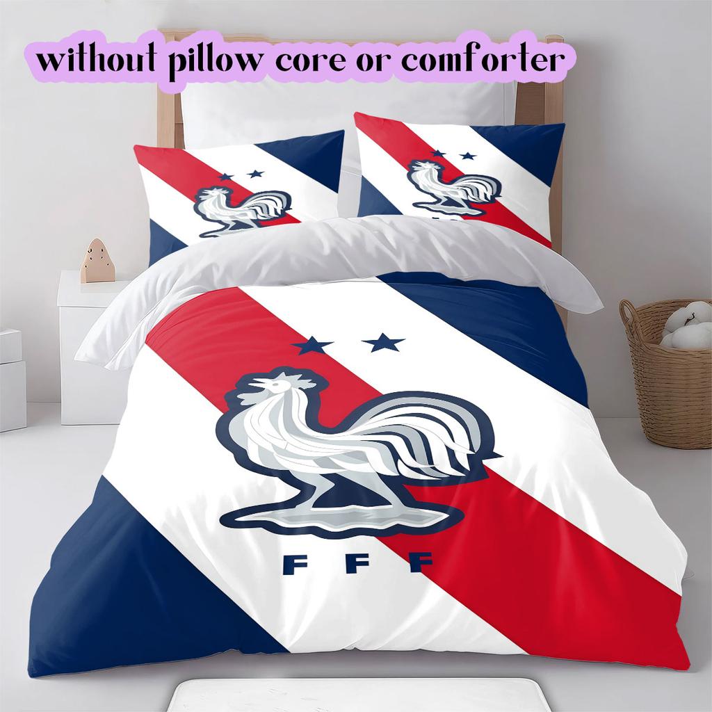 France Football Soccer Pattern Bedding,Quilt Set Quilt Cover Pillowcase Home Birthday Gift (1*duvet Cover+2*pillowcase,without Core)