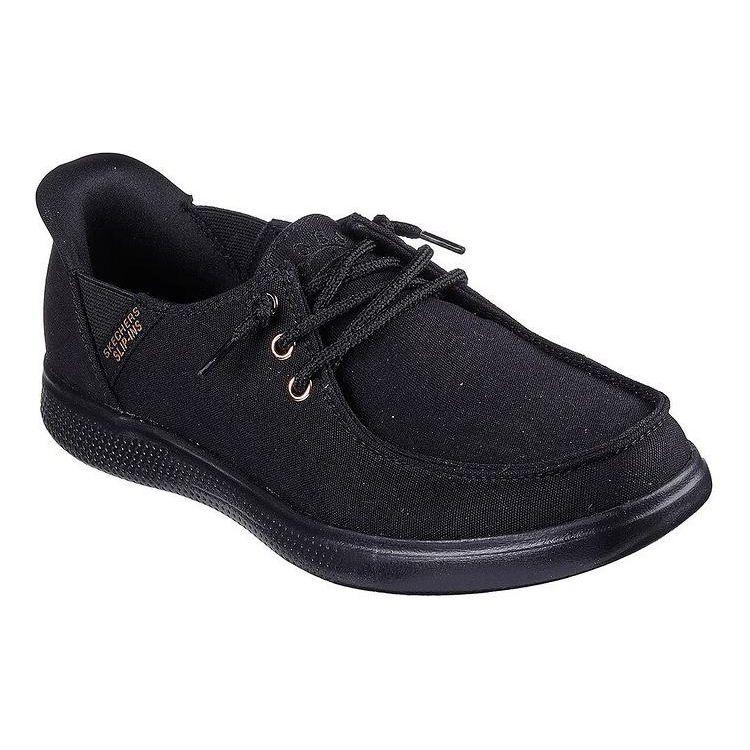 Skechers Bobs Skipper Canvas Simple Comfortable Low-Top Casual Shoes Women sneaker Black 114814-BBK