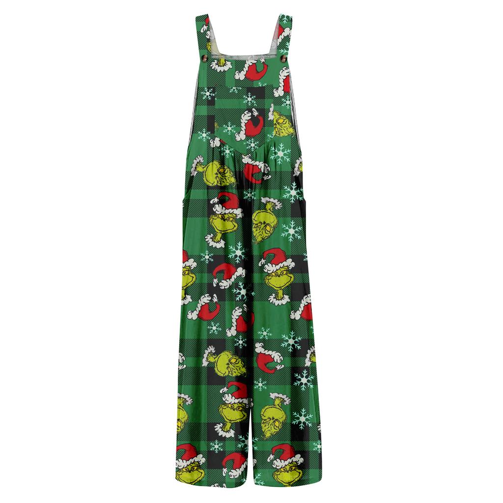 Women's Jumpsuit Halloween Print Casual Loose Vintage Shoulder Strap Cotton Linen
