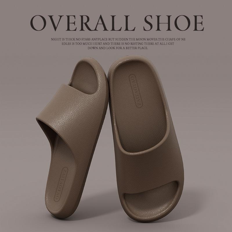 Leather pattern cool slippers thick bottom men's and women's home non-slip bathroom non-smelly feet home indoor summer