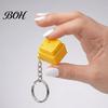 Portable Decompression Toy Simulated Cheese Fidget Clicker Keychain, 3D Printed Cube Finger Clicker, Anxiety Stress Relief Push Button for Office