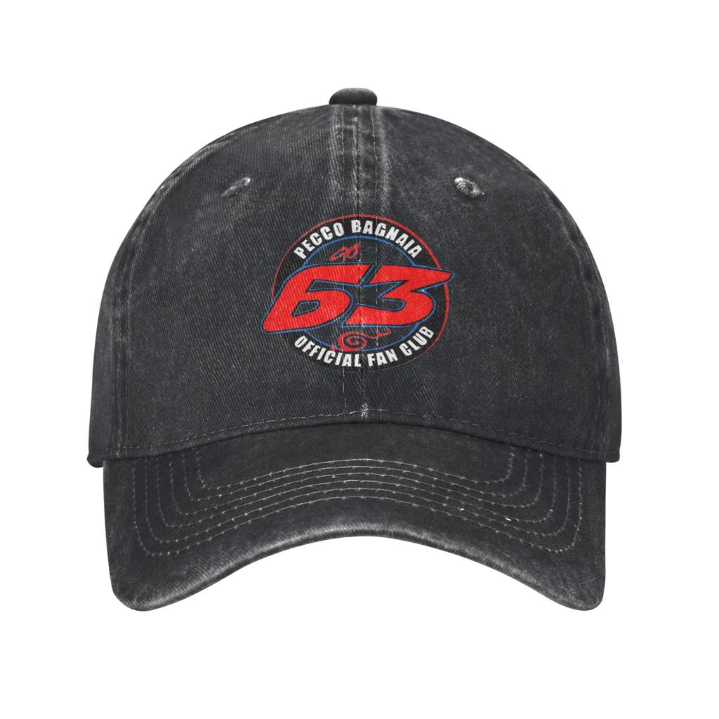 Pecco Bagnaia 63 Washed Denim Cap Casual Baseball Caps Adjustable Hat Summer Unisex Baseball Hats