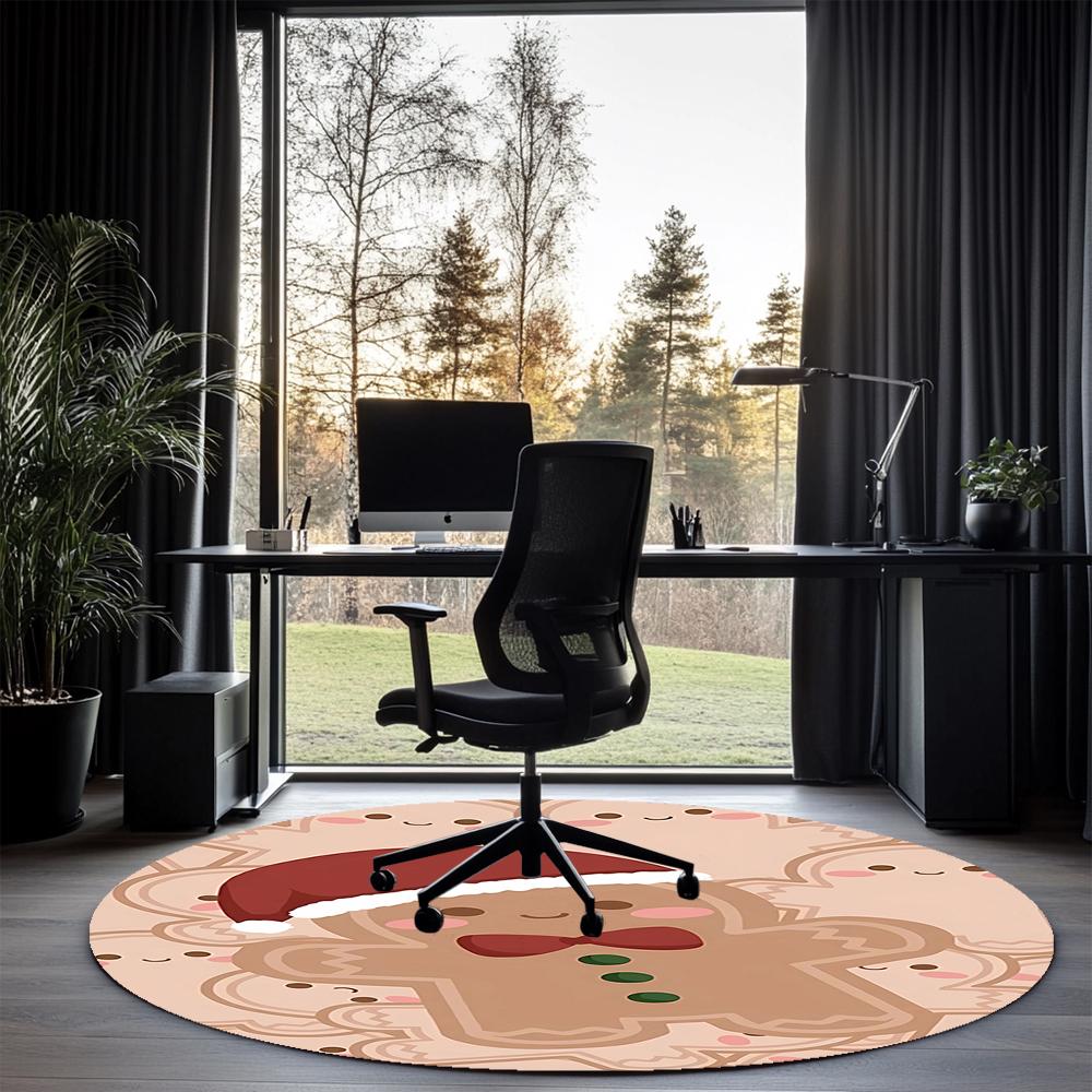 Christmas gingerbread man Printed Round Rug Carpet Chair Rug Area Rug Entryway Doormats,for Office Chair Living Room Bedroom Kitchen Room.