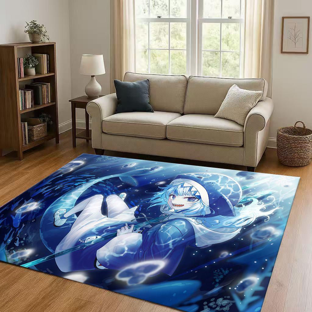 Anime Gawr Gura Hololive Cartoon Cute Girl Living Room Non Slip Area Rug Carpet for Bedroom Playroom Sofa,Home Decor Doormat