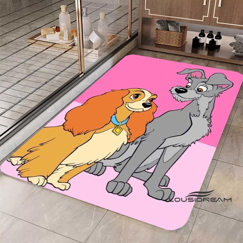 Cartoon Lady and the Tramp rug, suitable for bedroom, living room and other home décor, fluffy square rug, soft area rug, play
