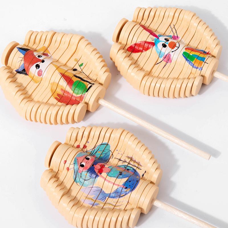 Wooden Rotating Lollipop Figurines Rotating Spin Montessori Toys Portable Interactive Funny Rotating Lollipop Early Education