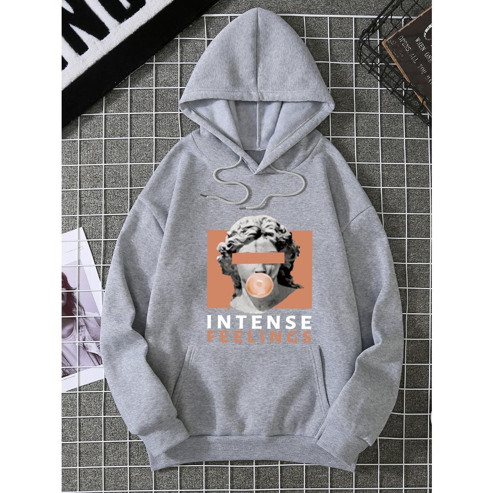 INTENSE FEELINGS Creative Printing Female Hoodies Pocket Loose Pullover Hip Hop Women Multicolor Hoodie Casual Clothes