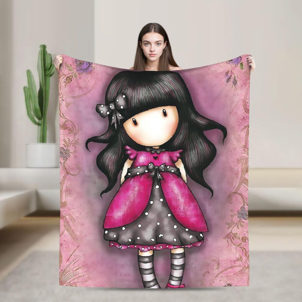 Cute S-Santorod Girl Cartoon Wool Blankets  Custom Throw Blanket for  Sofa Bedding Lounge 200x150cm Bedspreads