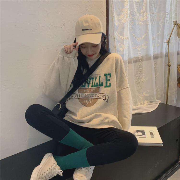 Plüschiger, verdickter, lockerer Rundhals-Langarmpullover - Damen Herbst/Winter Koreanischer Stil Studentenoberteil.