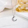 18K Gold Crescent Moon Necklace: Elegant 304 Stainless Steel, Non-fading Collarbone Chain for Women