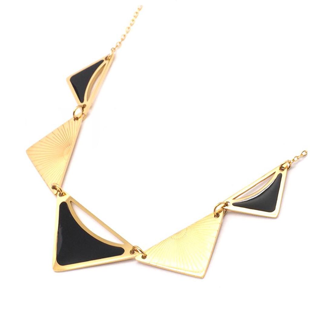 Les Trésors De Lily [Q0966] - Designer Necklace 'Boho' Black Gold Steel - 100x15 Mm