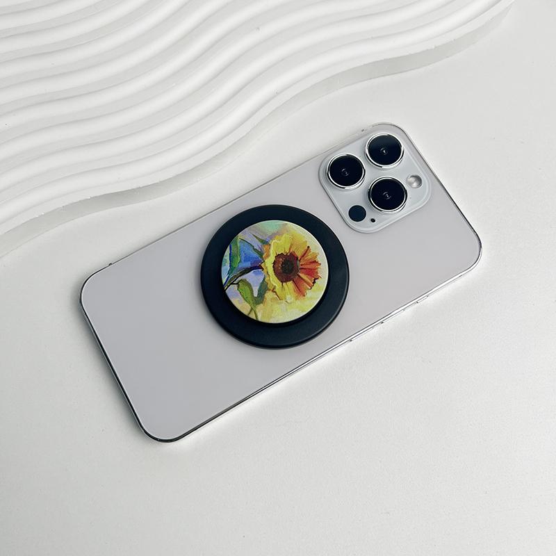 Kunst Ölmalerei Stil Blümchen Sockel Griff Faltbarer Handyhalter Chrysantheme Talk Tok Für Magsafe Iphone Mac Samsung Sicher
