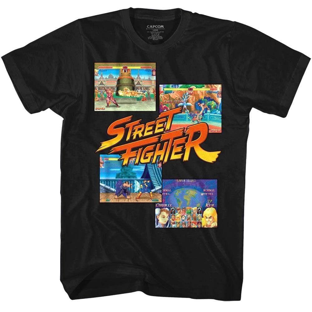 Unisex Shirt Cotton Oversize Large Size Street Fighter MultiScreen Men's T Shirt
