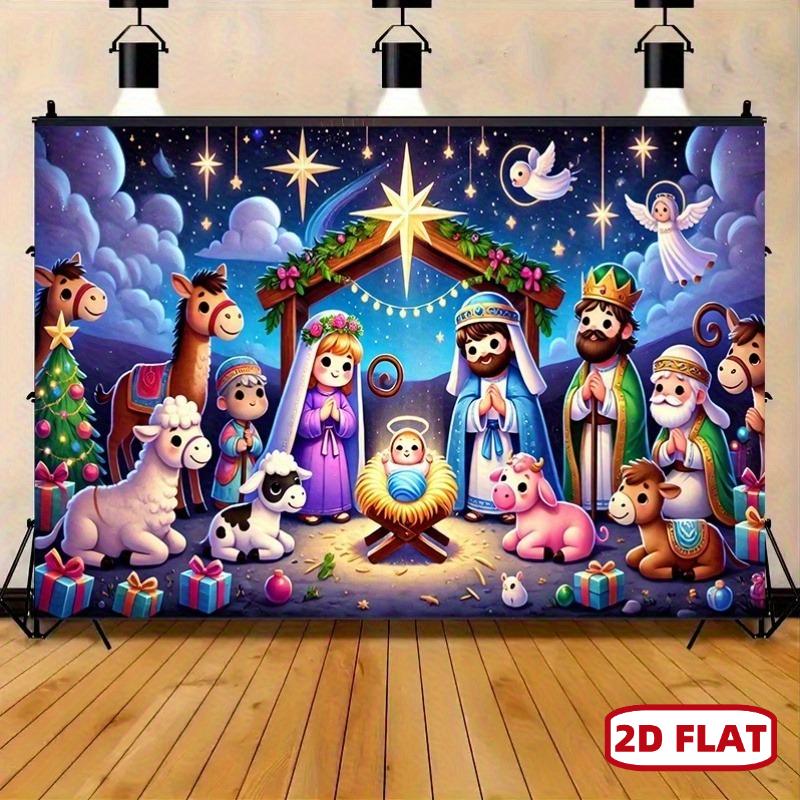 2D plane 1 Christmas background - various sizes featuring the Sagrada Familia theme with shepherds and angels.zyc