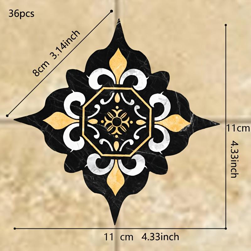 36PCS Bohemian Pattern Tile Diagonal Line Sticker, Self-adhesive Waterproof Living Room Dining Room Kitchen And Bathroom Floor Sticker