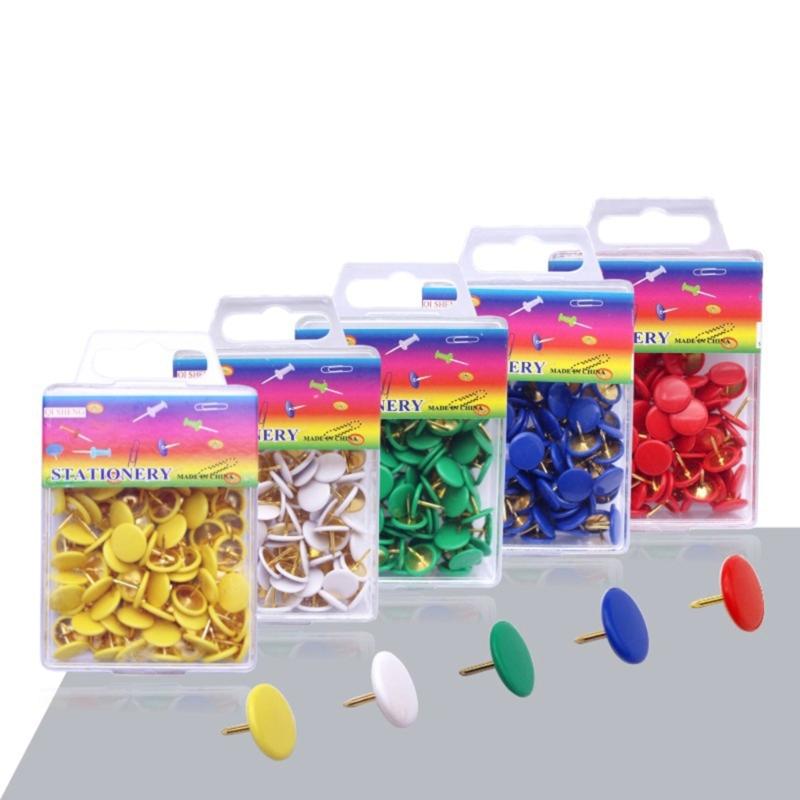 100Pcs Colors Push Pins Colorful Decorative Thumb Tacks Roundness Head Push Pins