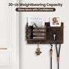 Mail Organizer for Wall Mount Rustic Wood with Key Hooks Hallway Farmhouse Decor Letter Sorter with Floating Shelf