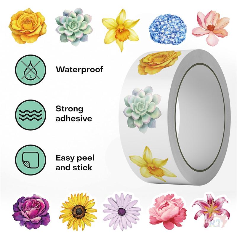500Pcs/Roll Flowers In Blossom Kids Rewards Stickers - DIY Scrapbooks Album Decor Sealing Label Decals