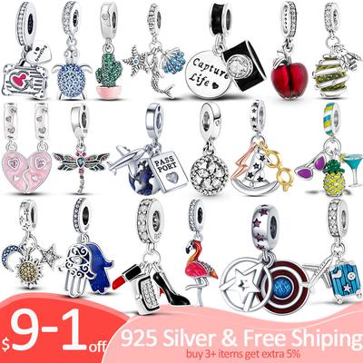 Fine Jewelry Silver Color Travel Dangle Charm Turtle Pendant Fit Original Brand Bracelet Beads Jewelry