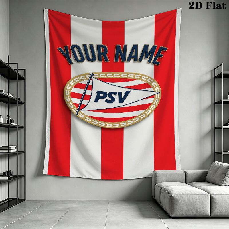 Custom Name PSV Eindhoven Wall Tapestry Aesthetic Wall Hanging Printed Fabric Blanket Decorative Tapestries for Bedroom Living Room Home Decor