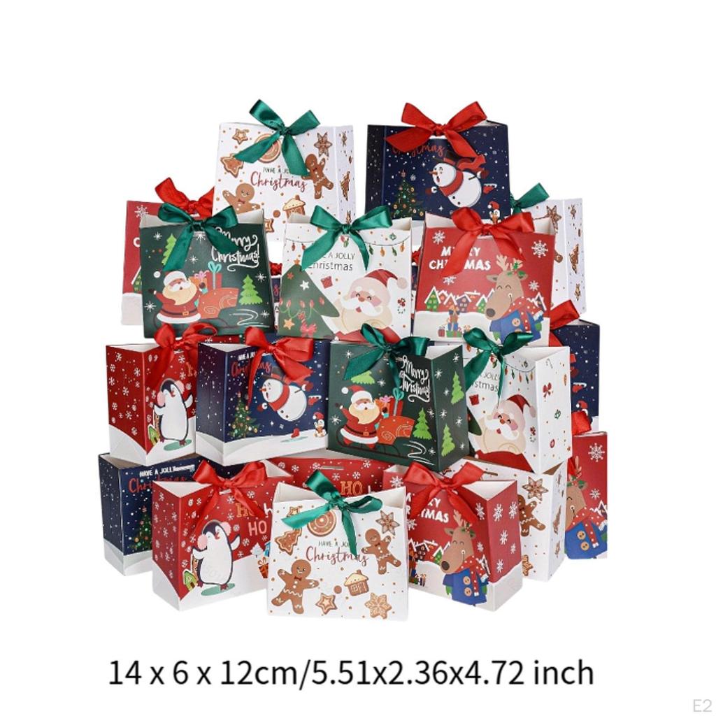 Christmas Gift Bag Treat Portable Storage Handbag Decoration with Bow Tie Goody for Birthday
