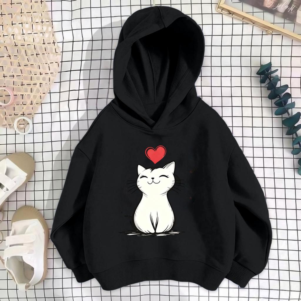 Girls Long Sleeve Hoodie with Christmas Print, Casual Pullover Sweatshirt for Everyday Wear