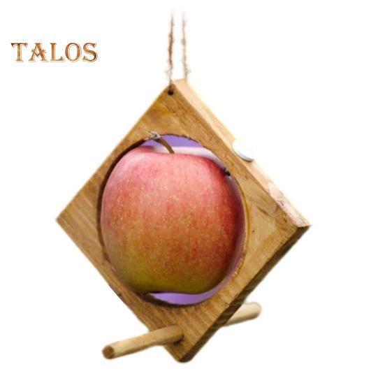 

Садовая деревянная кормушка для птиц с насестом, подвесной полый квадратный держатель для еды, игрушка для попугая, украшение для двора, кормление попугая-красавицы