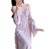 Ice silk pajamas women's spring and autumn long suspender pajamas, two summer pure desire sexy long skirts with chest pads, and robes