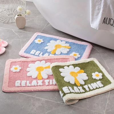 High Quality Bathroom Rug Mat Cute Daisy Bath Mat White and Yellow Flower Decor Rugs Non Slip Floor Carpet Microfiber Bathmats