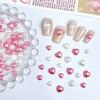Hot Selling Resin Big and Small Love Heart Nail Art Jewelry Pink White Glossy Pearlescent Diy Nail Accessories