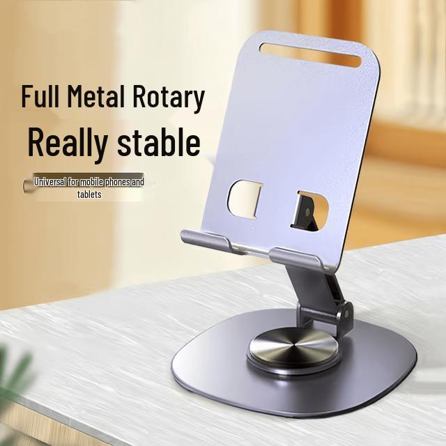 Portable Full Metal Rotating Desk Phone Holder - Folding Stand for Live Streaming